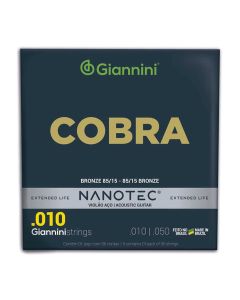 Encordoamento Violão Aço 6C Giannini Nanotec Cobra Bronze 85/15 GEEFLE PN (.010 – .050) (Padrão)