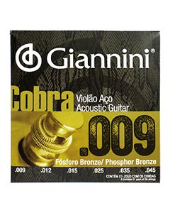 Encordoamento Violão Aço Fósforo Bronze .009 c/ Bolinha Giannini Cobra GEEWAKF