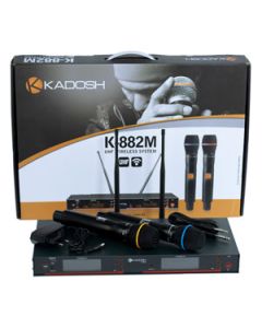 Kit 02 Microfones Sem Fio UHF Profissional Kadosh K882M + Acessórios