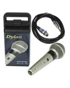 Microfone com Fio Dinâmico Profissional com Bag Dylan Music DLS8 + Bag