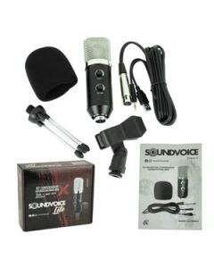 Microfone Condensador Profissional Plus c/ Ajustes Volume Eco Soundvoice Lite Soundcasting 800X